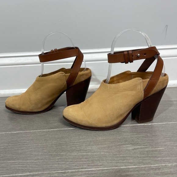 Rag & Bone Kenny Nubuck Ankle Strap Slide Camel 37 7 Boho Western Southwestern - Picture 4 of 16